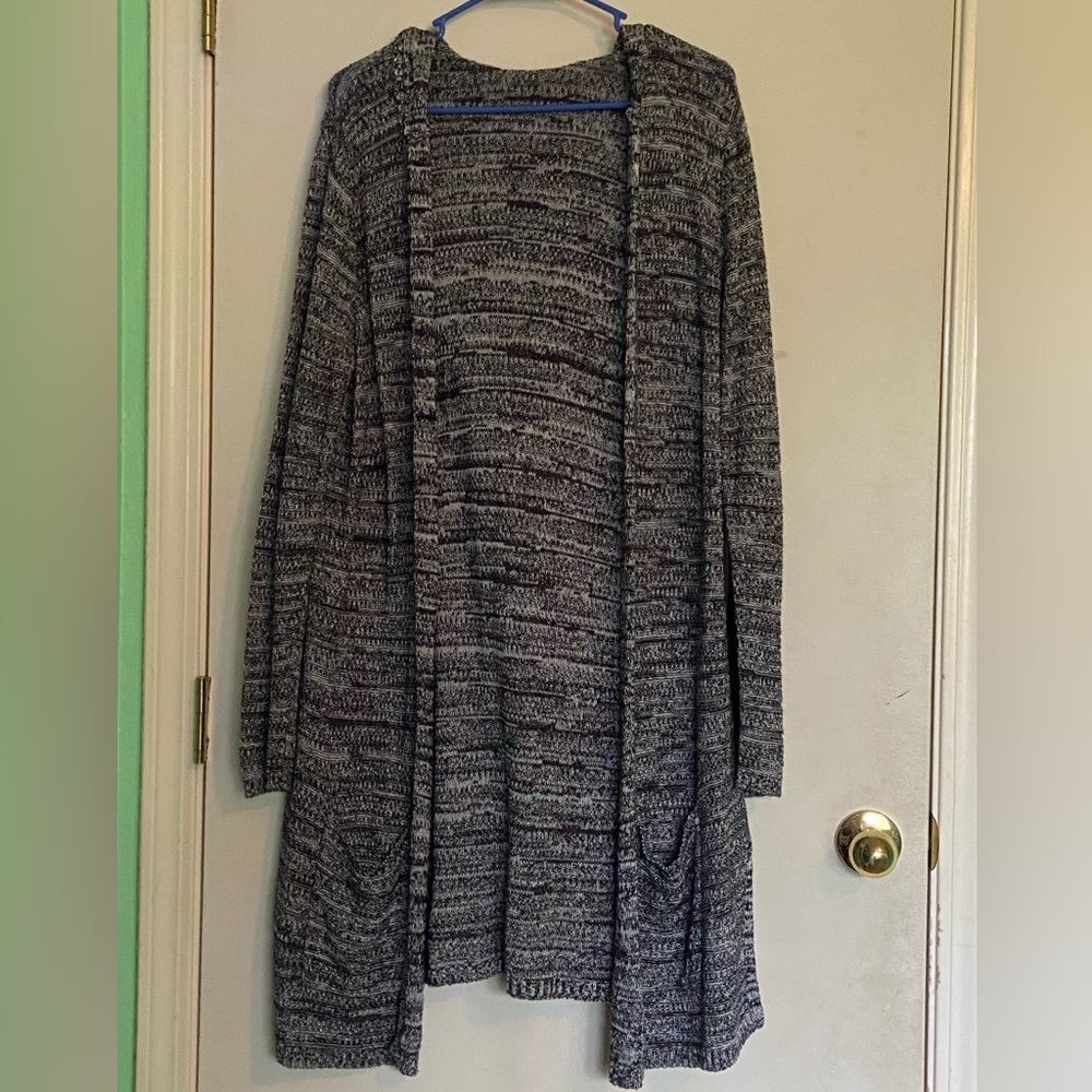 Long Heather Grey Shawl/Sweater L/XL